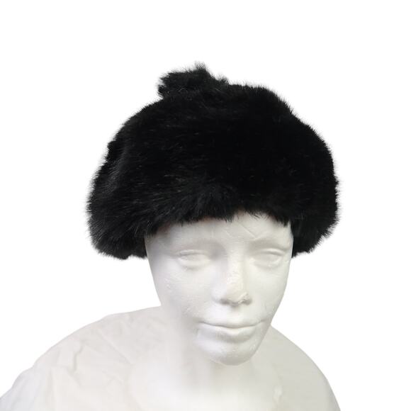 Vintage 60s Jacoll black faux fur beret hat with bobble main image 7